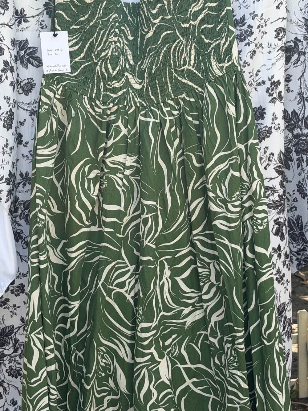 Green and Cream Printed Maxi Skirt - Women's Skirt